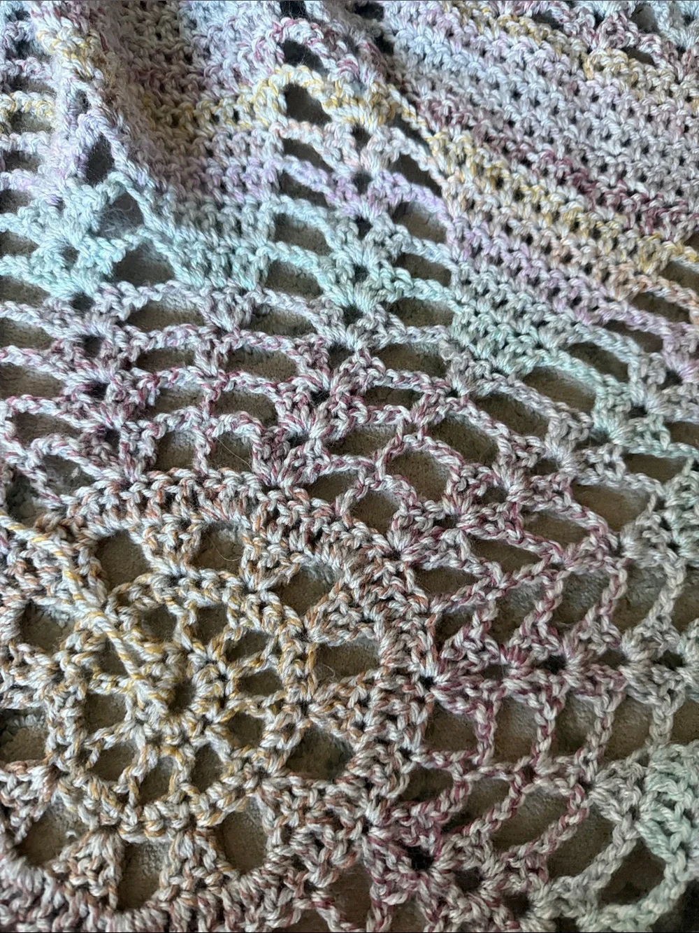 Pastel Multicolor Crochet Round Throw - Soft Pastel Accent